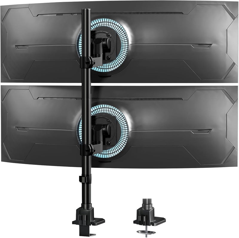 Putilsen Mount Dual Monitor-Arm Ultrawide Heavy Duty - 24-57 inch Vertical Dual Monitor Mount, Adjustable Stacked Double Monitor Desk Mount Stand, Max Load 59.4 lbs (per Screen), VESA 75 100 mm, Black - Image 1